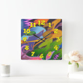 Graffiti Background w/Graffiti Numbers-15 Vierkante Klok (Huis)