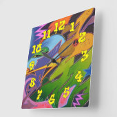 Graffiti Background w/Graffiti Numbers-15 Vierkante Klok (Hoek)
