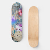 Graffiti, bakstenen muur, schedel, klok, graphics persoonlijk skateboard (Voorkant)