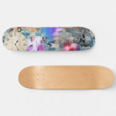 Graffiti, bakstenen muur, schedel, klok, graphics persoonlijk skateboard (Horizontaal)