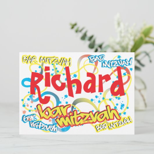 Graffiti Bar Mitzvah Dank u Bedankkaart (Staand voorkant)