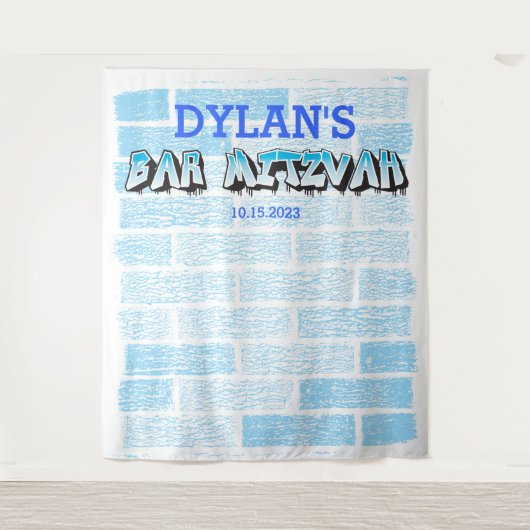 Graffiti Bar Mitzvah Photo Booth Feest Achtergrond Wandkleed (Voorkant)
