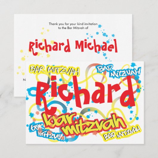 Graffiti Bar Mitzvah RSVP (Voorkant / Achterkant)