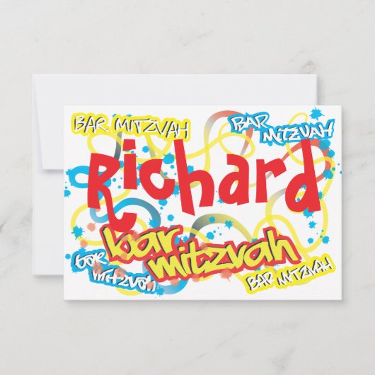 Graffiti Bar Mitzvah RSVP Kaartje (Voorkant)
