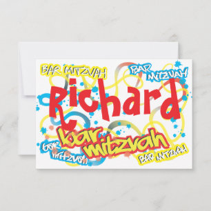 Graffiti Bar Mitzvah RSVP Kaartje