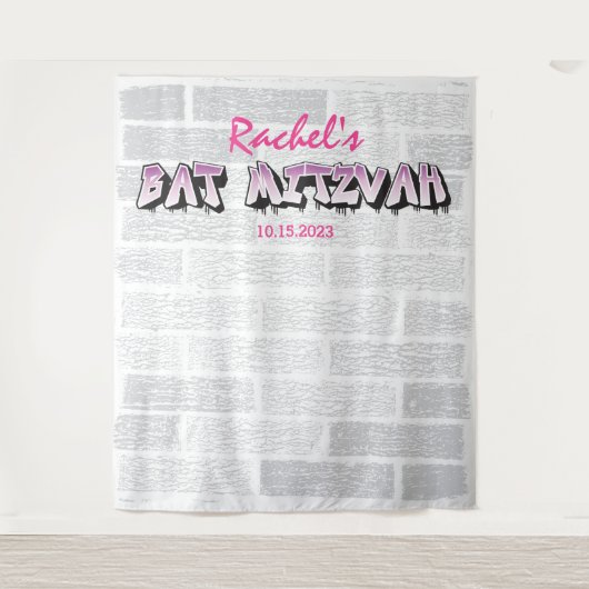 Graffiti Bat Mitzvah Photo Booth Feest Achtergrond Wandkleed (Voorkant)
