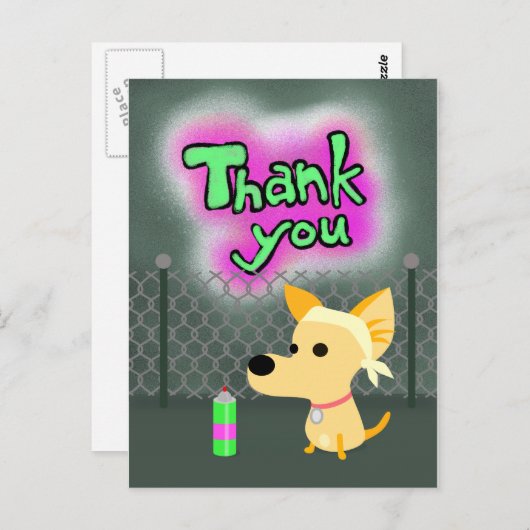 Graffiti Bedankt hond Briefkaart (Voorkant / Achterkant)