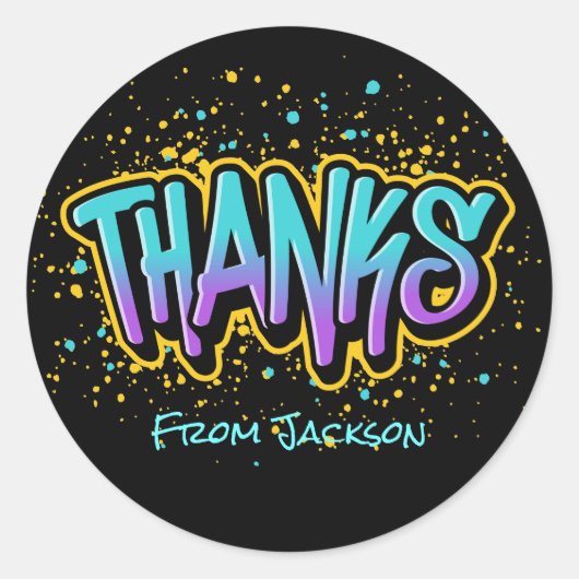 Graffiti-Bedankt Ronde Sticker (Voorkant)