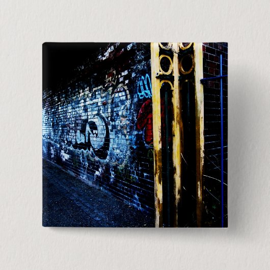 Graffiti bij nacht vierkante button 5,1 cm (Voorkant)