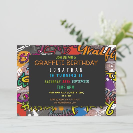Graffiti Birthday Art Crafts Spray Paint Kaart (Staand voorkant)