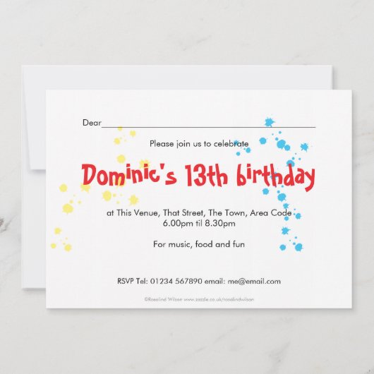 Graffiti Birthday Party Invitation Kaart (Achterkant)