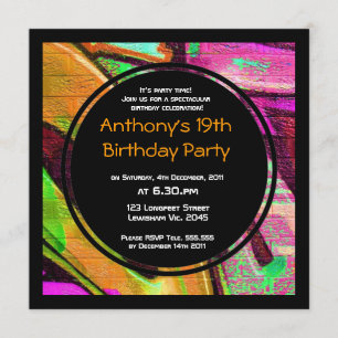Graffiti Birthday Uitnodiging