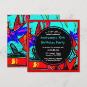 Graffiti Birthday Uitnodiging (Voorkant / Achterkant)