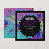 Graffiti Birthday Uitnodiging (Voorkant / Achterkant)
