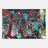 Graffiti Black Red Urban Street Wall Art Inpakpapier Vel (Voorkant 3)