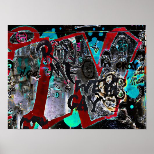 Graffiti Black Red Urban Street Wall Art Poster (Voorkant)