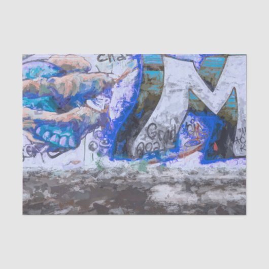 Graffiti Blau Urban Grunge Straatmuurschildering Tissuepapier (Voorkant)