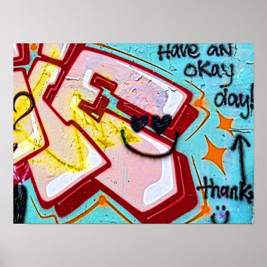 Graffiti Blauw Roze Stedelijke Straatmuur Kunst Poster (Voorkant)