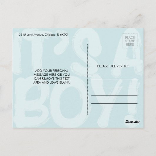 Graffiti Blue Baby Birth Announding Briefkaart (Achterkant)