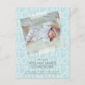 Graffiti Blue Baby Birth Announding Briefkaart (Voorkant)