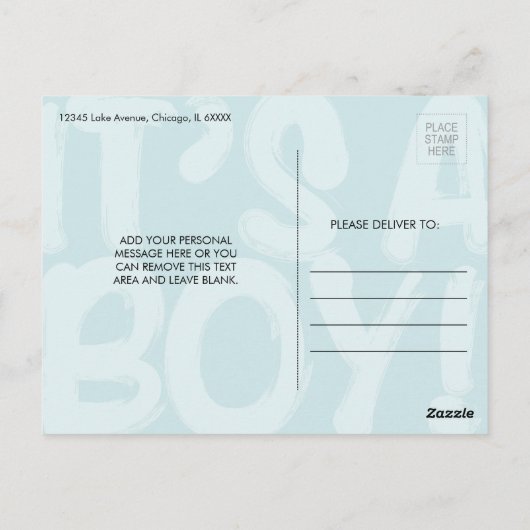 Graffiti Blue Baby Birth Announding Briefkaart (Achterkant)