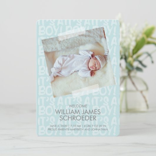 Graffiti Blue Baby Birth Announding Kaart (Staand voorkant)