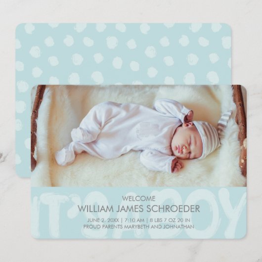 Graffiti Blue Baby Birth Announding Kaart (Voorkant / Achterkant)