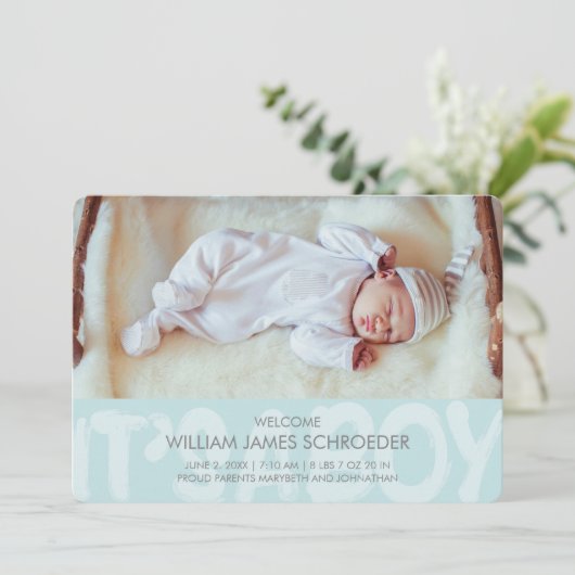 Graffiti Blue Baby Birth Announding Kaart (Staand voorkant)