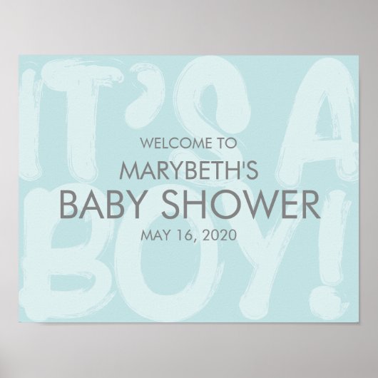 Graffiti Blue Baby shower Welkomstteken Poster (Voorkant)