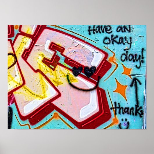 Graffiti Blue Pink Urban Street Art Poster (Voorkant)