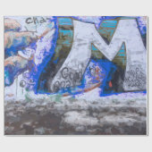 Graffiti Blue Urban Grunge Street Wall Schilting Cadeaupapier (Vlak)
