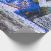 Graffiti Blue Urban Grunge Street Wall Schilting Cadeaupapier (Hoek)