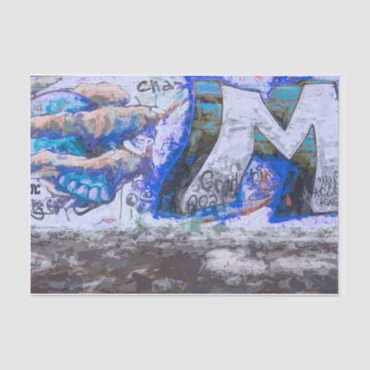 Graffiti Blue Urban Grunge Street Wall Schilting Tissuepapier (Voorkant)