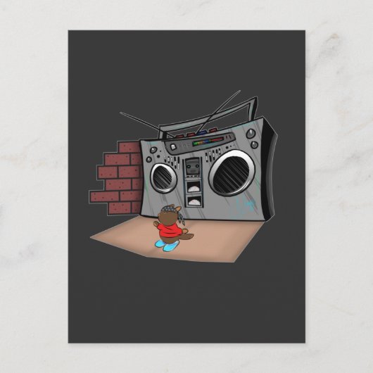 Graffiti Boom Box Break Dance Cartoon Briefkaart (Voorkant)