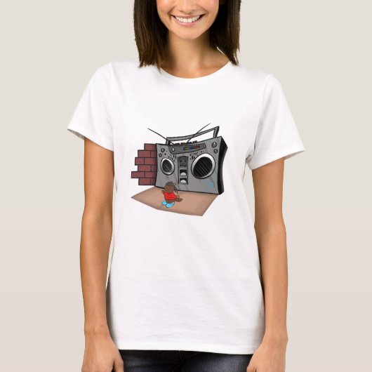 Graffiti Boom Box Break Dance Cartoon T-shirt (Voorkant)