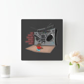 Graffiti Boom Box Break Dance Cartoon Vierkante Klok (Huis)