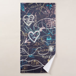 Graffiti-bordbord, zwarte-bordliefde badhanddoek