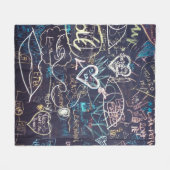 Graffiti-bordbord, zwarte-bordliefde fleece deken (Voorkant (Horizontaal))