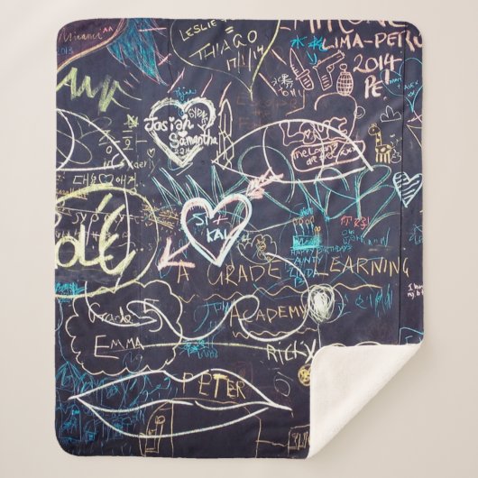 Graffiti-bordbord, zwarte-bordliefde sherpa deken (Voorkant)