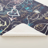 Graffiti-bordbord, zwarte-bordliefde sherpa deken (3/4)