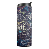 Graffiti-bordbord, zwarte-bordliefde thermosbeker (Gedraaid links)