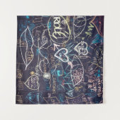 Graffiti-bordbord, zwarte-bordliefde wandkleed (Voorkant (horizontaal))