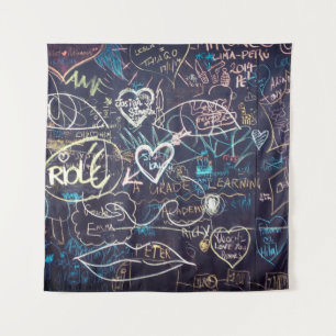 Graffiti-bordbord, zwarte-bordliefde wandkleed