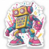 Graffiti Bot – Sticker van een urbane cartoonrobot (Voorkant)