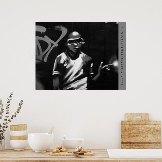 Graffiti Boy black Poster (Keuken)