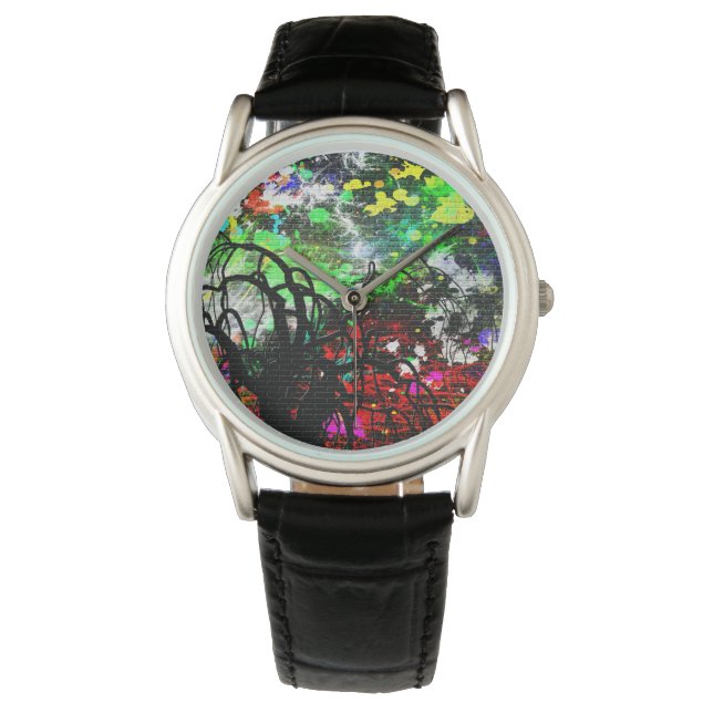 Graffiti Brick Wall Horloge (Voorkant)