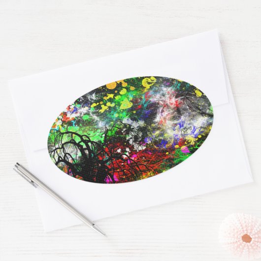 Graffiti Brick Wall Ovale Sticker (Envelop)