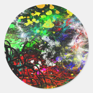 Graffiti Brick Wall Ronde Sticker