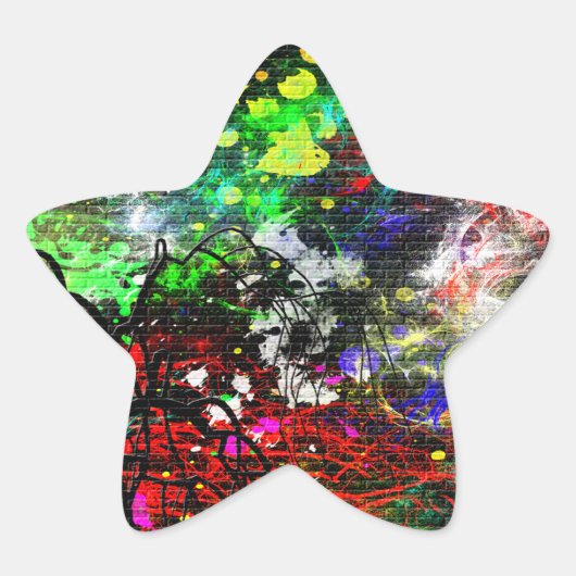Graffiti Brick Wall Ster Sticker (Voorkant)