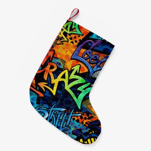 Graffiti Bricks: Urban Abstract Kleine Kerstsok (Voorkant (Hangend))